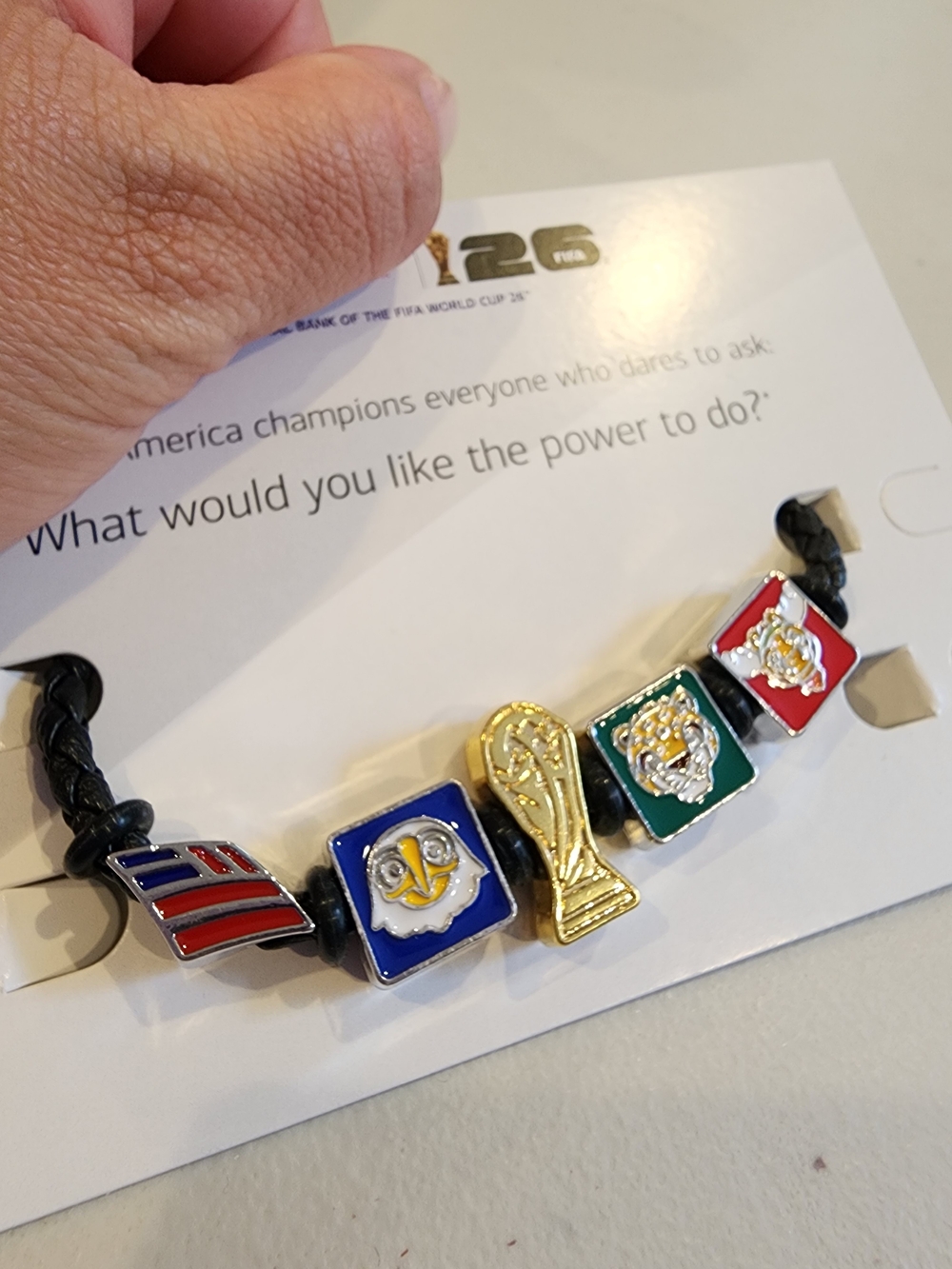 Fifa 2026 World Cup Charm Bracelet with Red, Blue, Green, Gold Accents-Large